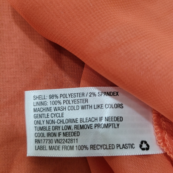 A New Day Orange Floral Print Chiffon Muse Blouse Tie Neckline - Picture 6 of 9